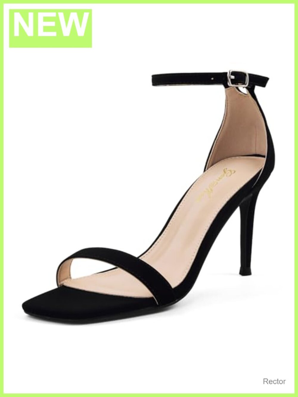 Strappy Stiletto Heels Square Open Toe Ankle Strap Buckle Dressy Sandals
